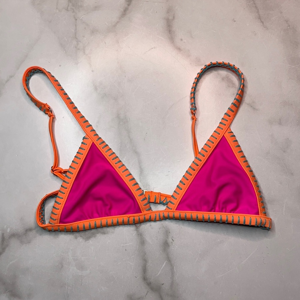 Ellejay Mara Whip-Stitching Embroidered Bikini Top